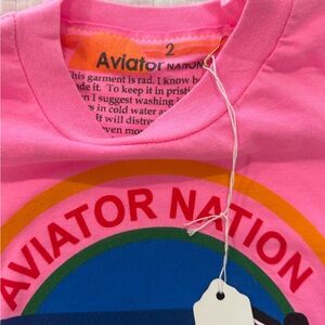 Aviator Nation Kids Pink Tee with Rainbow Graphic